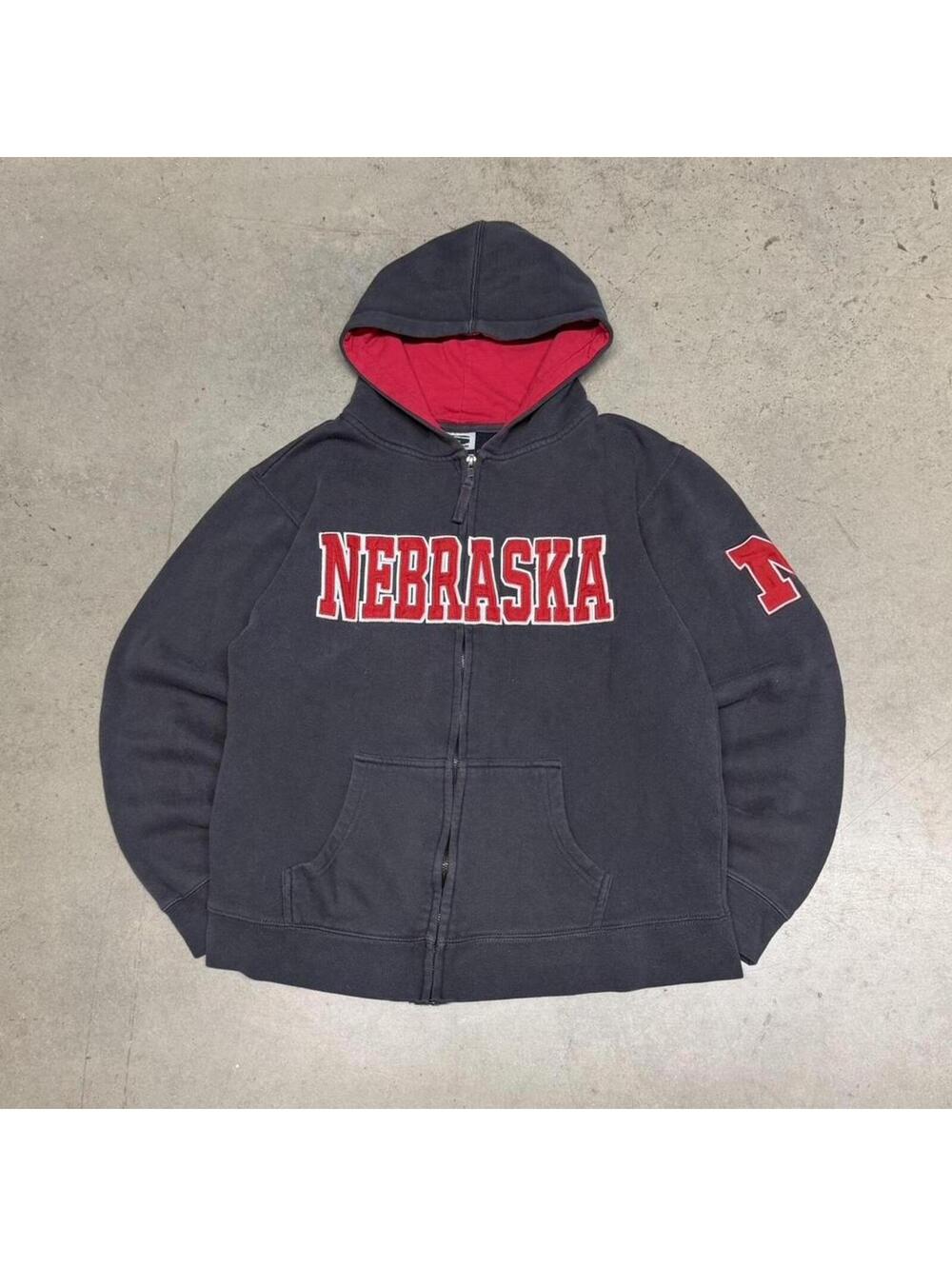 Vintage Stadium Athletics University of Nebraska Huskers Zip Up Hoodie Mens M